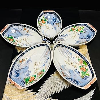 Amazon.co.jp: 中古美品 有田焼 古伊万里 染錦手 川に鴛鴦花絵